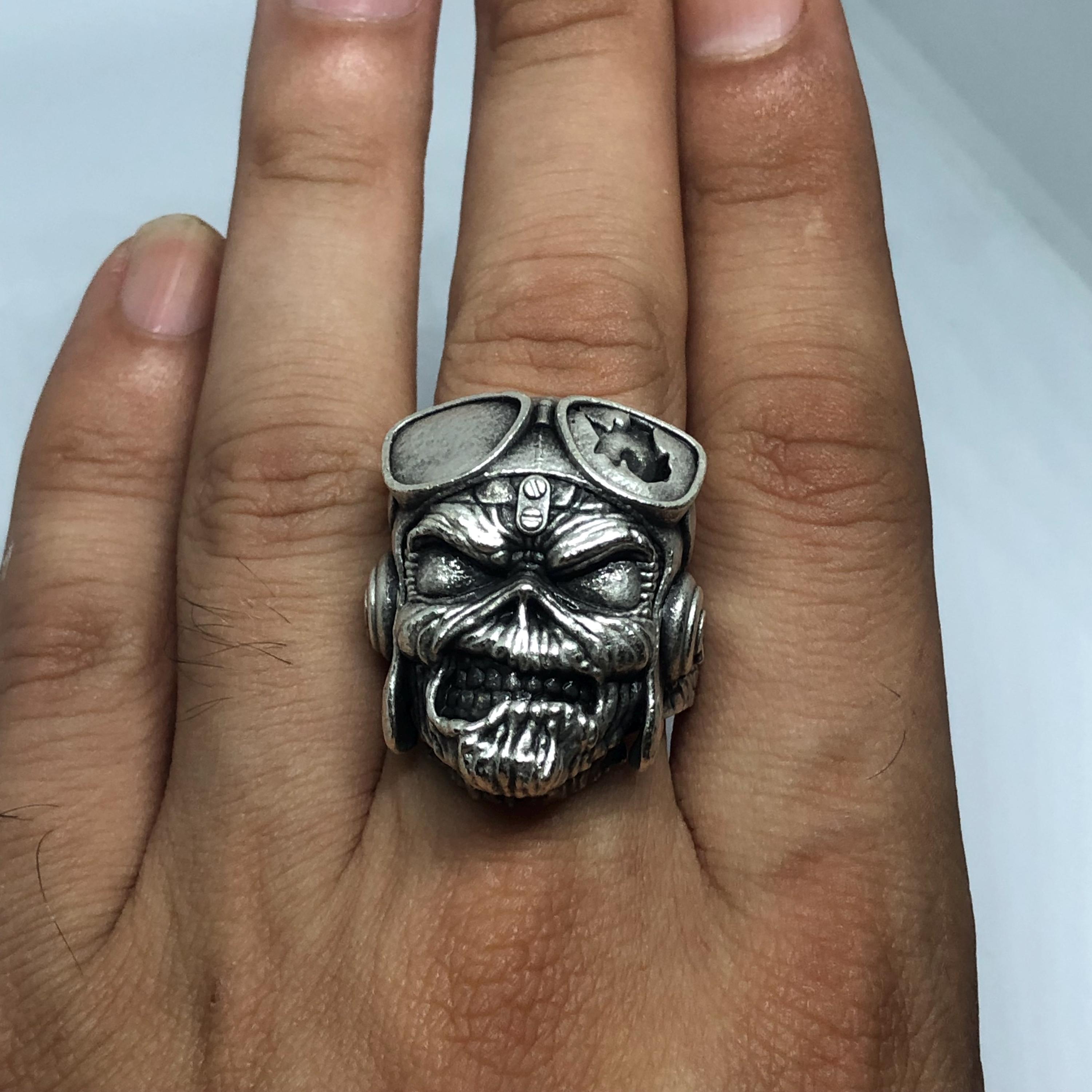 Iron Maiden Aces High Silver Ring: Handcrafted Heavy Metal Fan