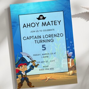 Ahoy Matey, Jake the Pirate – Editable Birthday Invitation – Digital Template