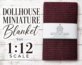 Dollhouse Miniature Blanket, 1:12 Scale Farmhouse Decor, Throw Blanket