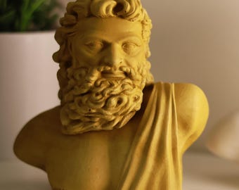 Escultura de Zeus: estatua de dios griego de yeso hecha a mano, decoración para el hogar inspirada en la mitología, regalo masculino poderoso, decoración clásica para estantería.