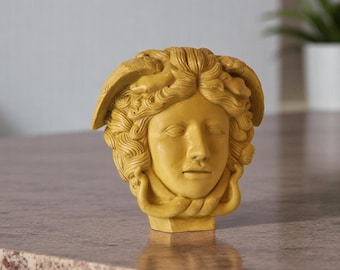 Escultura de yeso de Medusa hecha a mano enorme - Decoración de arte de mitología griega - Figura de yeso - Decoración única para el hogar - Decoración de yeso