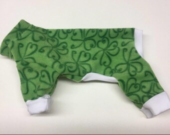 St Patrick&#39;s Day Dog Pajamas Size Small,  Fleece Dog Pajamas, Green Dog pajamas, Cat Pajamas, Dog Fleece Pajamas, Dog Clothes,
