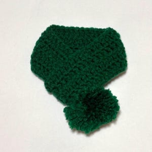 Crocheted Pet Scarf with Pom Pom, Adjustable Dog Neck Warmer Christmas Green
