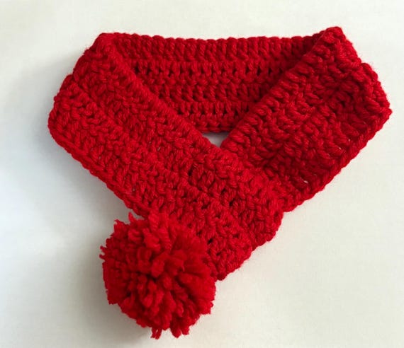 Crocheted Pet Scarf with Pom Pom, Adjustable Dog Neck Warmer