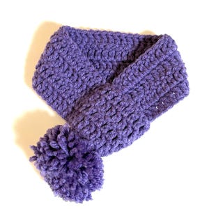 Crocheted Pet Scarf with Pom Pom, Adjustable Dog Neck Warmer Lavendar