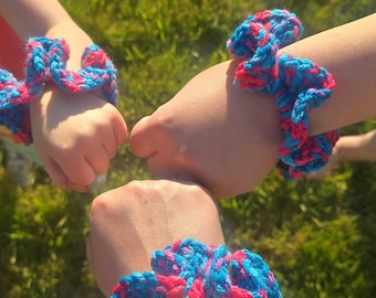 Hand-Crocheted Friendship Scrunchie: Durable, Stretchy Hair Accessory