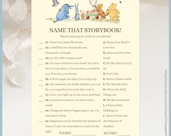 Classic Winnie the Pooh Baby Shower Game Name That Storybook Game Printable Template A Little Hunny is on the Way Vintage Pooh Bear Neutral
