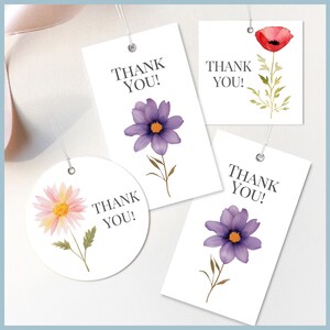 Baby in Bloom Baby Shower Favor Tag Printable Template, Wildflower Personalized Gift Tag Spring Floral, Wild Flower Gender Neutral Thank You