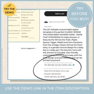 Classic Winnie the Pooh Baby Shower Game Name That Storybook Game Printable Template A Little Hunny is on the Way Vintage Pooh Bear Neutral image 6