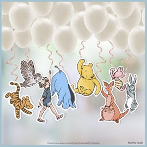 Classic Winnie the Pooh Hanging Character Cutouts or Centerpiece Printable Template Set, A Little Hunny is on the Way, Balloon Decoration