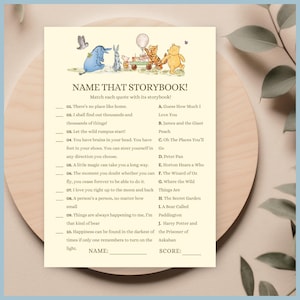 Classic Winnie the Pooh Baby Shower Game Name That Storybook Game Printable Template A Little Hunny is on the Way Vintage Pooh Bear Neutral image 5