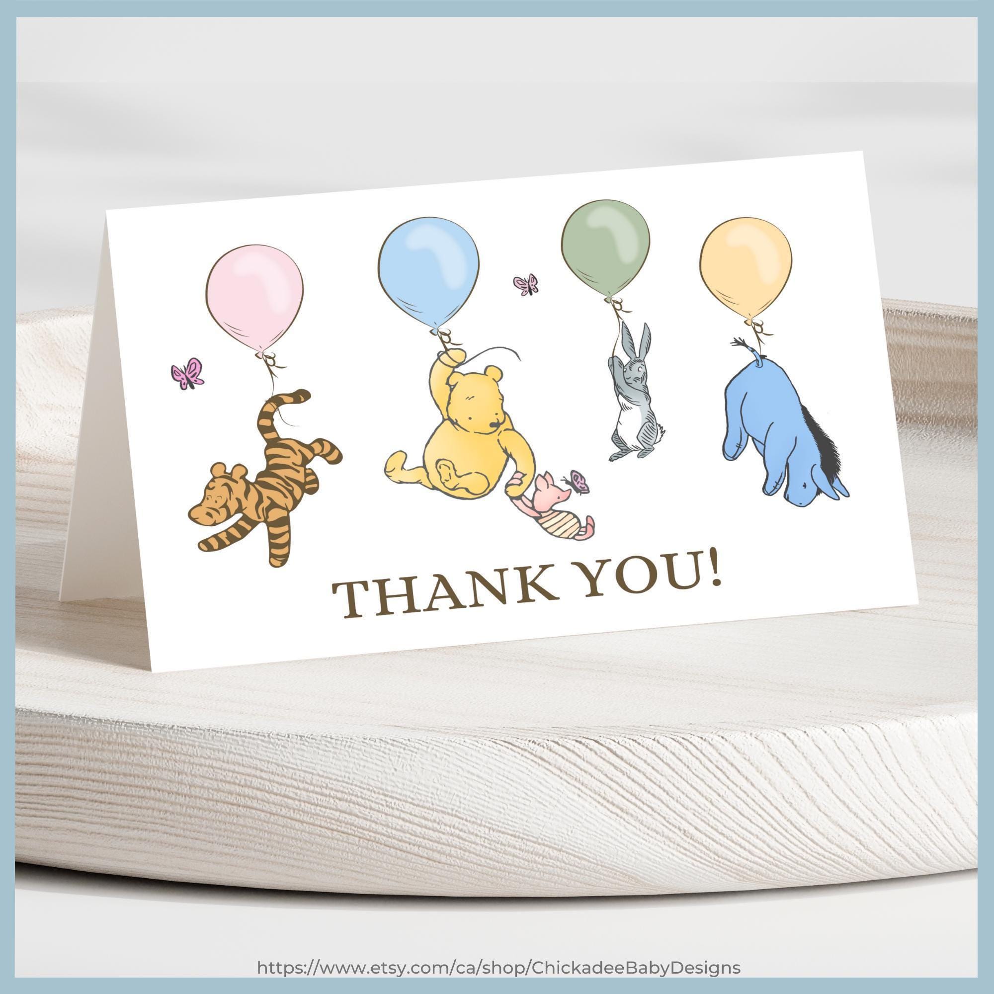 Pooh Thank You Cards - Etsy UK