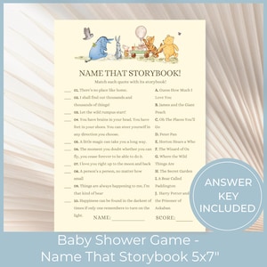 Classic Winnie the Pooh Baby Shower Game Name That Storybook Game Printable Template A Little Hunny is on the Way Vintage Pooh Bear Neutral image 4