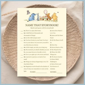 Classic Winnie the Pooh Baby Shower Game Name That Storybook Game Printable Template A Little Hunny is on the Way Vintage Pooh Bear Neutral image 2