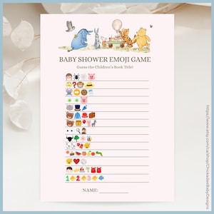 Pink Classic Winnie the Pooh Baby Shower Game Baby Shower Emoji Printable Template, A Little Hunny is on the Way Vintage Pooh Bear Baby Girl