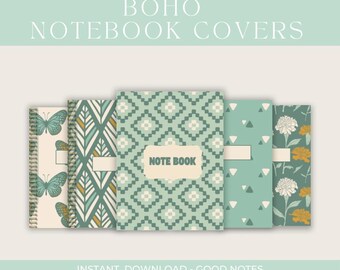 GoodNotes Notebook Cover, Digital Notebook Cover, Editable Notebook, iPad Notebook, Boho Notebook, Student Notes