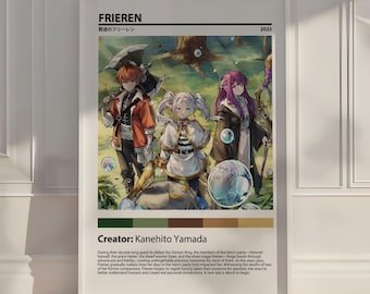 Frieren Anime Poster, Japanese Manga Wall Art Print, Aesthetic Room Decor