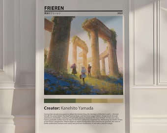 Frieren Anime Poster, Japanese Manga Wall Art Print, Aesthetic Room Decor
