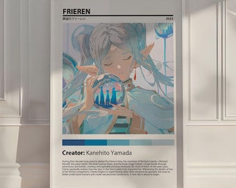 Frieren Anime Poster, Japanese Manga Wall Art Print, Aesthetic Room Decor