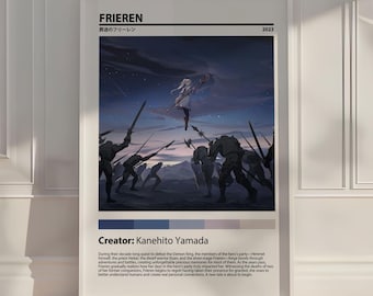 Frieren Anime Poster, Japanese Manga Wall Art Print, Aesthetic Room Decor