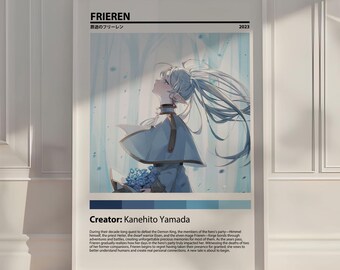 Frieren Anime Poster, Japanese Manga Wall Art Print, Aesthetic Room Decor