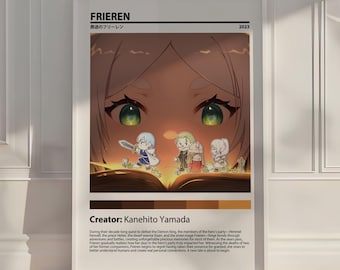 Frieren Anime Poster, Japanese Manga Wall Art Print, Aesthetic Room Decor