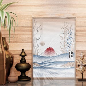 Chinese Vintage Art Print, Mountain Landscape Digital Art, Chinese Art, Oriental Style Paint, Home Wall Decor, Instant Download, Gift Idea