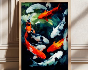 Koi Print, Japanese wall art Print, Vintage Print, Trendy Wall Art, Aesthetic Wall Art, Koi Fish Print, Japanese Print, Gift Idea