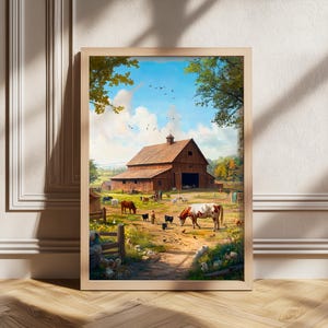 Láminas retro de granja, póster de animales, láminas retro, póster de estilo western, póster de animales de granja, impresión digital