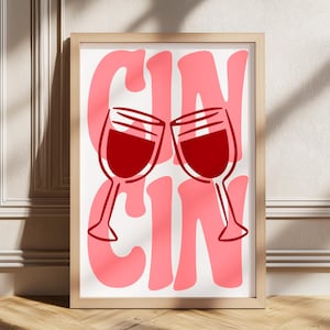 Trendy Cin Cin-print, Cheers-print, cocktailprint, barwagen Art Print, maximalistische keukenprint, vintage drankje poster, retro kunst