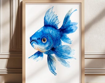 Vintage Colorful Pop Art Fish Print, Sea Life Poster, Coastal Fish Illustration, Trendy Ocean Beach Vibes Art, Minimal Fish Chart Poster