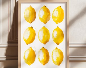 Bauernhaus Küche Kunst Malerei, Süße Zitrone Poster, Obst Wand Kunst, Zitronen Wandkunst, Küchendrucke, Trendige Food Art, Retro Küchenkunst