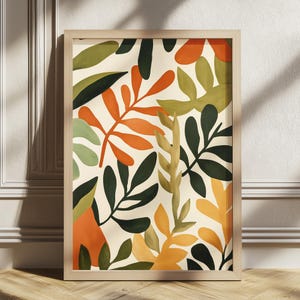 Botanical Pattern Poster, Modern Floral Wall Art, Abstract Leaf Print, Nature Inspired Decor, Digital Print, Wall Art, Vintage Poster