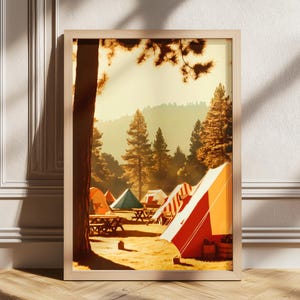 Retro Zelt Camping Wand Kunst Druck, Camping Poster, Wohnzimmer Dekor, Outdoor Dekor, Camping Prints, Outdoor Poster