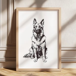 German Shepherd Vintage Print, Dog Vintage Print, Dog Drawing Art, Farmhouse Print, Antique Vintage Painting, Country Wall Art, Digital Art