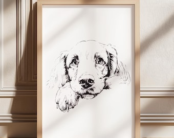 Labrador Retriever Art, Labrador Vintage Print, Dog Vintage Wall Art, Dog Drawing, Farmhouse Poster, Labrador Illustration, Golden Retriever