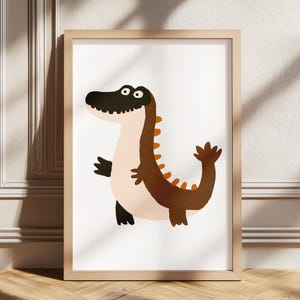 Crocodile Nursery Print, Brown Animal Wall Art, Kids Room Decor, Cute Alligator Art, Digital Download, Alligator Prints
