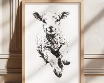 Sheep Vintage Print, Lamb Vintage Print, Retro Wall Art, Lamb Printable Poster, Antique Lamb Print, Animal Wall Art, Nursery Wall Art