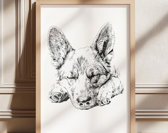 Deutscher Schäferhund Druck, Hund Vintage Druck, Hunde Wandkunst, Antike Vintage Malerei, Hund Zeichnung Kunst, Deutscher Schäferhund Illustration