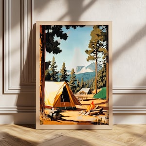 Retro Zelt Camping Wand Kunst Druck, Camping Poster, Wohnzimmer Dekor, Outdoor Dekor, Camping Drucke, Outdoor Poster, Retro Camping Poster