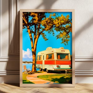 Retro Camping Wall Art Print, Camping Poster, Living Room Decor, Outdoor Decor, Camping Prints, Outdoor Poster
