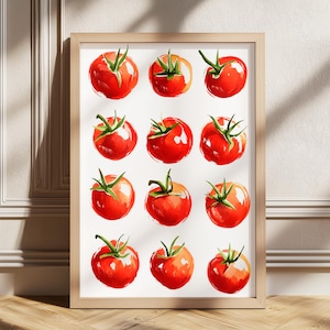 Tomato Print, Kitchen Wall Art, Food Art, Mediterranean Print, Printable Wall Art, Eclectic Kitchen, Food Print, Vintage Art Print, Trendy
