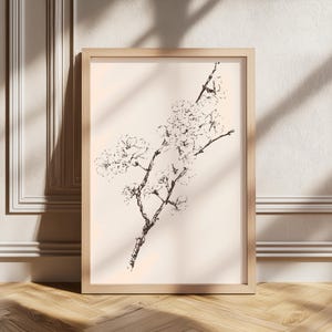 Art de branche de sakura, branche de fleurs de cerisier, art japonais, affiche botanique asiatique, décoration esthétique asiatique, fleurs printanières japonaises, art numérique