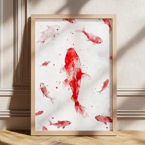 Koi Painting Japanese Print, Japanese Poster, Digital Download, Trendy Aesthetic Japanese Koi Fish Print, Printable Wall Art