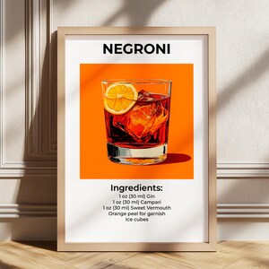 Negroni Cocktail Print, Negroni Art, Negroni Poster, Barwagen Dekor, Cocktail Poster, Bar Warenkorb Kunst, Retro Cocktail Print, Cocktail Kunst