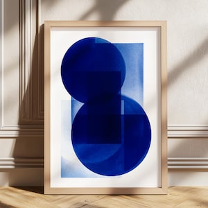 Royalblauer minimalistischer abstrakter druckbarer Wandkunst, helles blaues moderne Kunst Poster, übergroßer abstrakter digitaler Kunst, großer abstrakter Druck