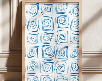 Royal Blue Minimalist Abstract Printable Wall Art, Bright Blue Modern Art Poster, Oversize Abstract Digital Art, Large Size Abstract Print