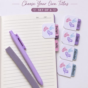 Custom Magnetic Journal Tabs | Personalized Planner Tabs | Set of 6  Page Markers