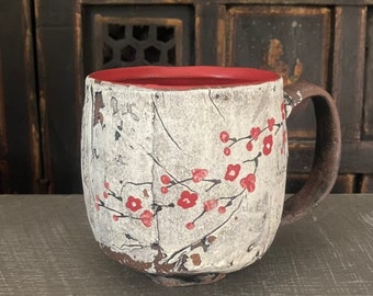 Cherry Blossom Mug - Hand Painted - Cherry Blossoms - Ceramic - Handmade Mug - Coffee Cup - One of a Kind