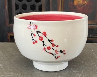 Cherry Blossom Bowl - Hand Crafted Porcelain Bowl - Ice Cream Bowl - Flower Bowl - Unique Bowl - Hand Painted - Blossoms - One of a Kind